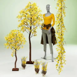 Arbre Artificiel De Forsythia Avec Plaque De Support 120 Cm-DecoWoerner Outlet