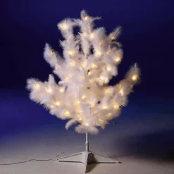 Arbre Déco à Plumes, LED Chaudes, 90 Cm-DecoWoerner New