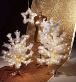 Arbre Déco à Plumes, LED Chaudes, 90 Cm-DecoWoerner New