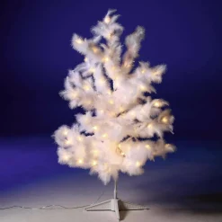 Arbre Déco à Plumes, LED Chaudes, 120 Cm-DecoWoerner Best