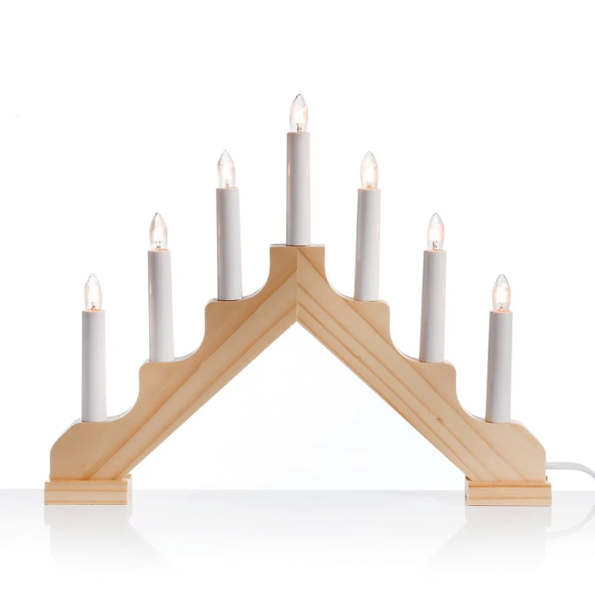 Arc De L'Avent, 7 Flammes En Bois 37 X 4 X 30 Cm (L X P X H)-DecoWoerner Hot