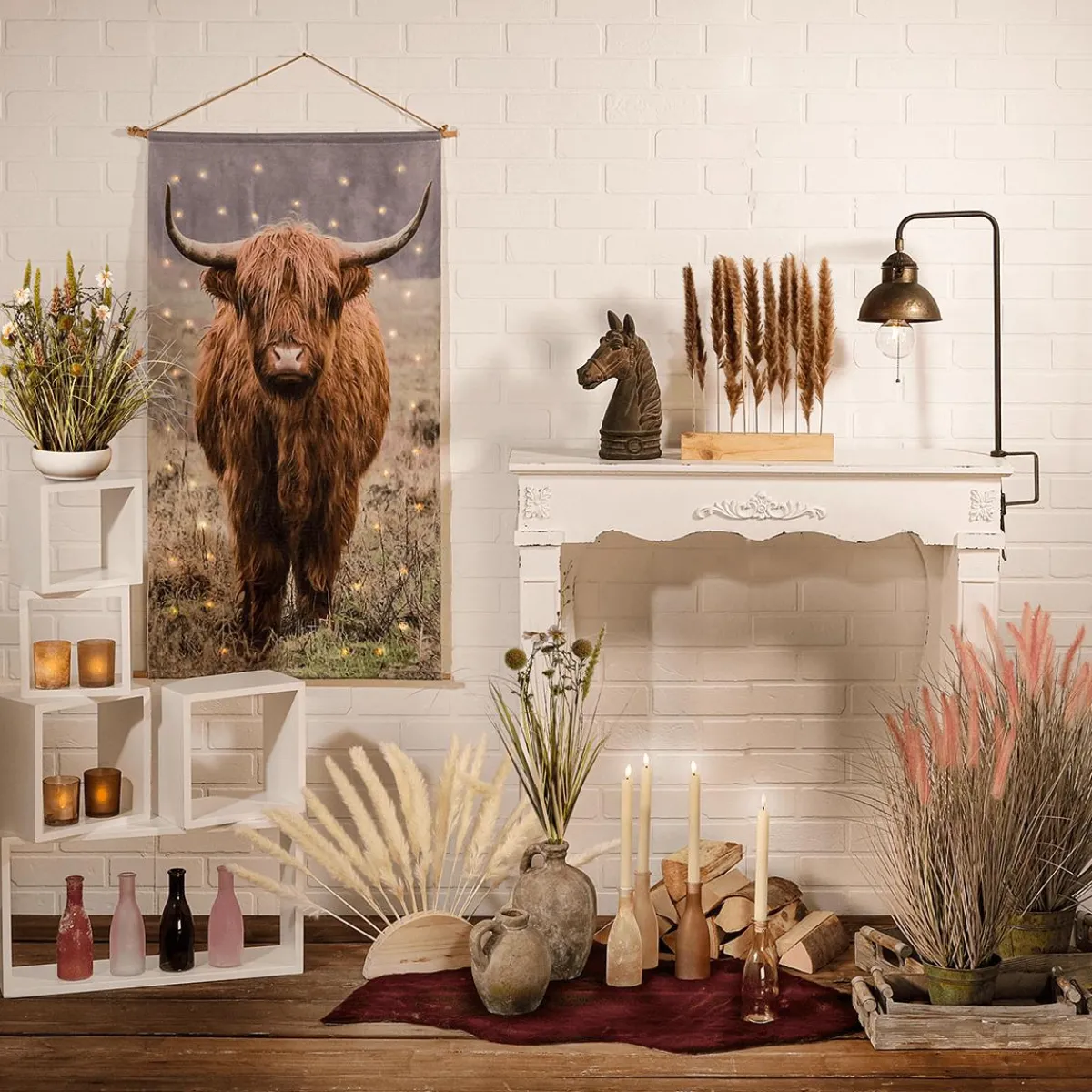 Bannière En Textile Vache Au Pâturage Avec LED 60 X 110 Cm-DecoWoerner Best