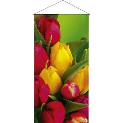 Bannière En Tissu De Fibres Naturelles Résistant à La Lumière "Bouquet De Tulipes" En Coton 100 X 200 Cm-DecoWoerner New