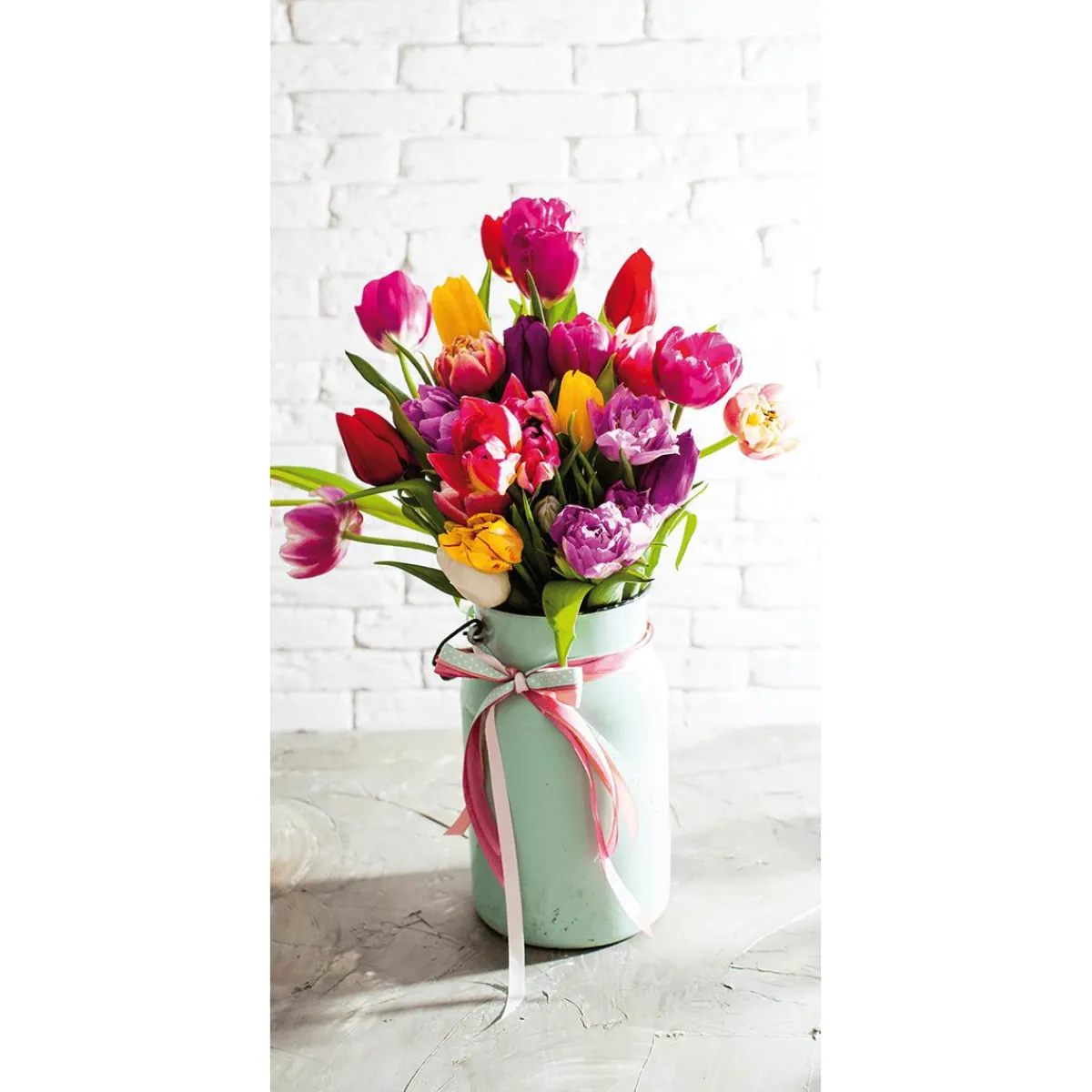 Bannière En Tissu Difficilement Inflammable "bouquet De Tulipes Multicolore" En Tissu Pour Drapeau 100 X 200 Cm-DecoWoerner Sale