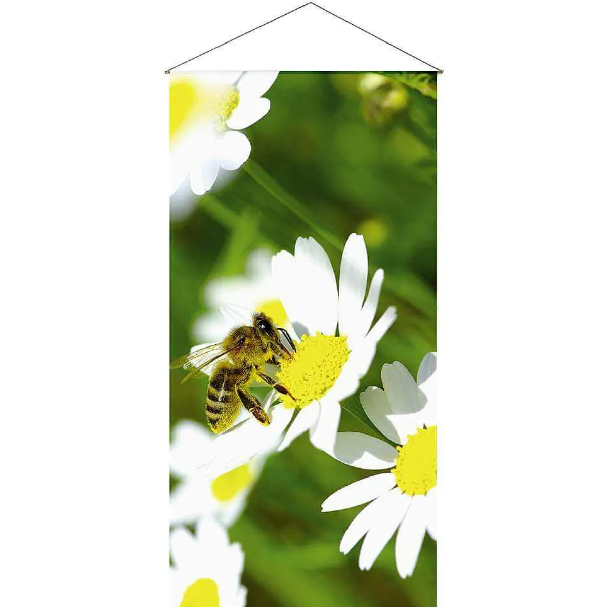 Bannière En Tissu En Fibres Naturelles Résistant à La Lumière "Abeille" En Coton 100 X 200 Cm-DecoWoerner New