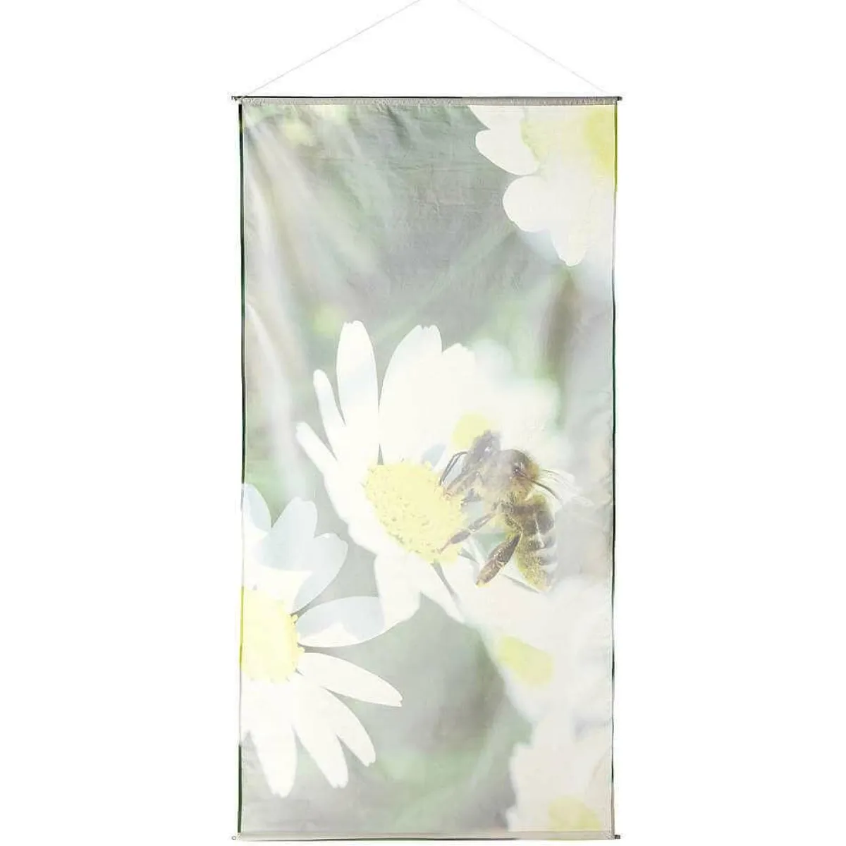 Bannière En Tissu En Fibres Naturelles Résistant à La Lumière "Abeille" En Coton 100 X 200 Cm-DecoWoerner New