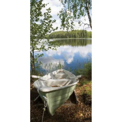 Bannière En Tissu Ignífuga "Bateau à Rames Au Bord Du Lac" En Tissu Pour Drapeau 100 X 200 Cm-DecoWoerner Discount