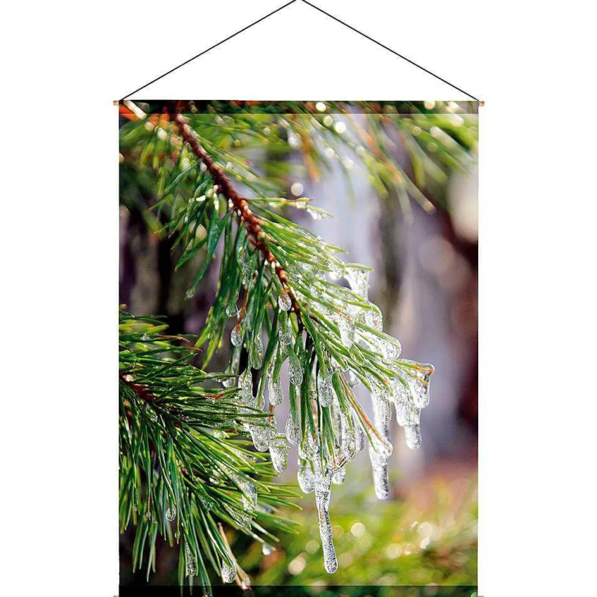Bannière En Tissu Ignifugé "Eisiger Tannenzweig" (branche De Sapin Glacée) En Tissu Pour Drapeau 100 X 140 Cm-DecoWoerner Discount