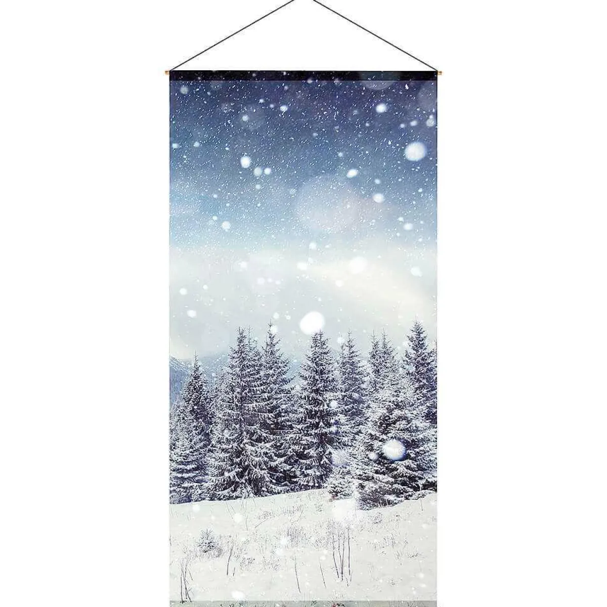 Bannière En Tissu Ignifugé "Forêt De Sapins Enneigée" En Tissu Pour Drapeau 100 X 200 Cm-DecoWoerner Best