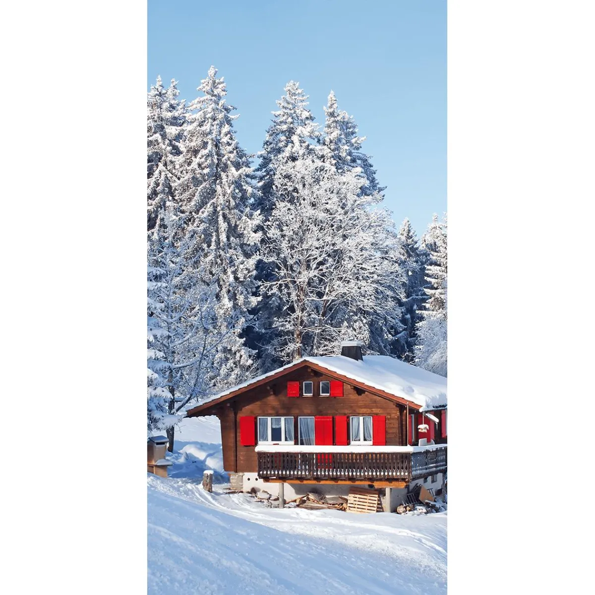Bannière En Tissu Ignifugé "chalet De Ski Avec Volets s" En Tissu Pour Drapeau 100 X 200 Cm-DecoWoerner Best