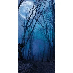 Bannière En Tissu Ignifugé "Forêt Nocturne à La Pleine Lune" En Tissu Pour Drapeau 100 X 200 Cm-DecoWoerner Outlet