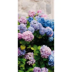 Bannière En Tissu Ignifugé "hortensias s, Mauves Et Bleus" En Tissu Pour Drapeau 100 X 200 Cm-DecoWoerner New