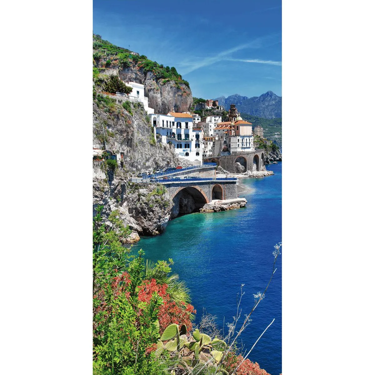 Bannière En Tissu Ignifugé "Côte Amalfitaine Sur La Méditerranée Italienne" En Tissu Pour Drapeau 100 X 200 Cm-DecoWoerner Sale