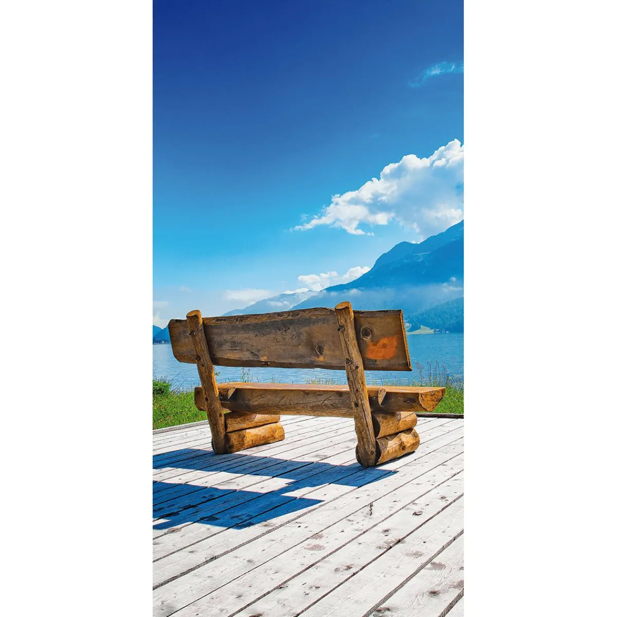 Bannière En Tissu Ignifugé "Banc En Bois Au Bord Du Lac" En Tissu Pour Drapeau 100 X 200 Cm-DecoWoerner Outlet
