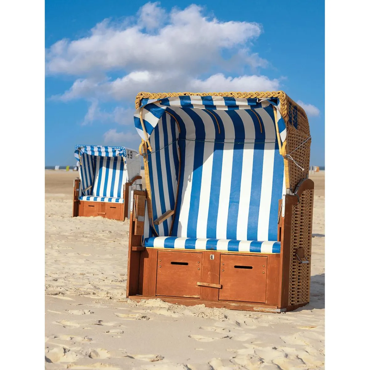 Bannière En Tissu XL "corbeille De Plage e Et Blanche" En Tissu De Drapeau Difficilement Inflammable 150 X 200 Cm-DecoWoerner Clearance
