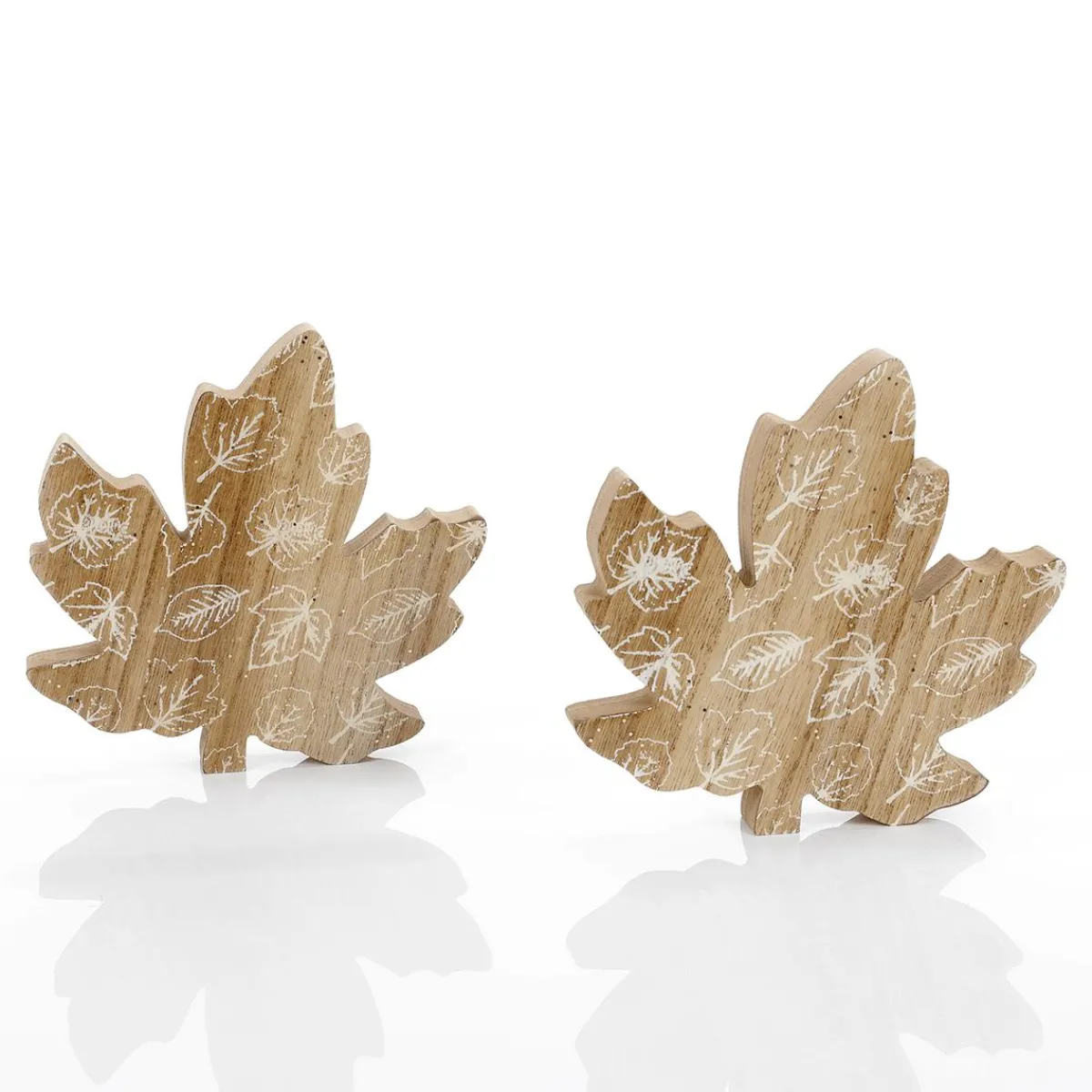 Bois Déco Feuilles D'érable Set 2 Pcs. Marron 15 X 15 X 2 Cm-DecoWoerner Discount