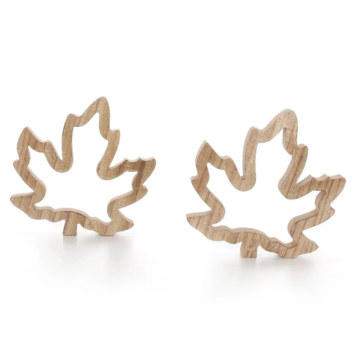 Bois Déco Feuilles D'érable Set 2 Pièces Marron 17 X 16,5 X 1,8 Cm-DecoWoerner Outlet