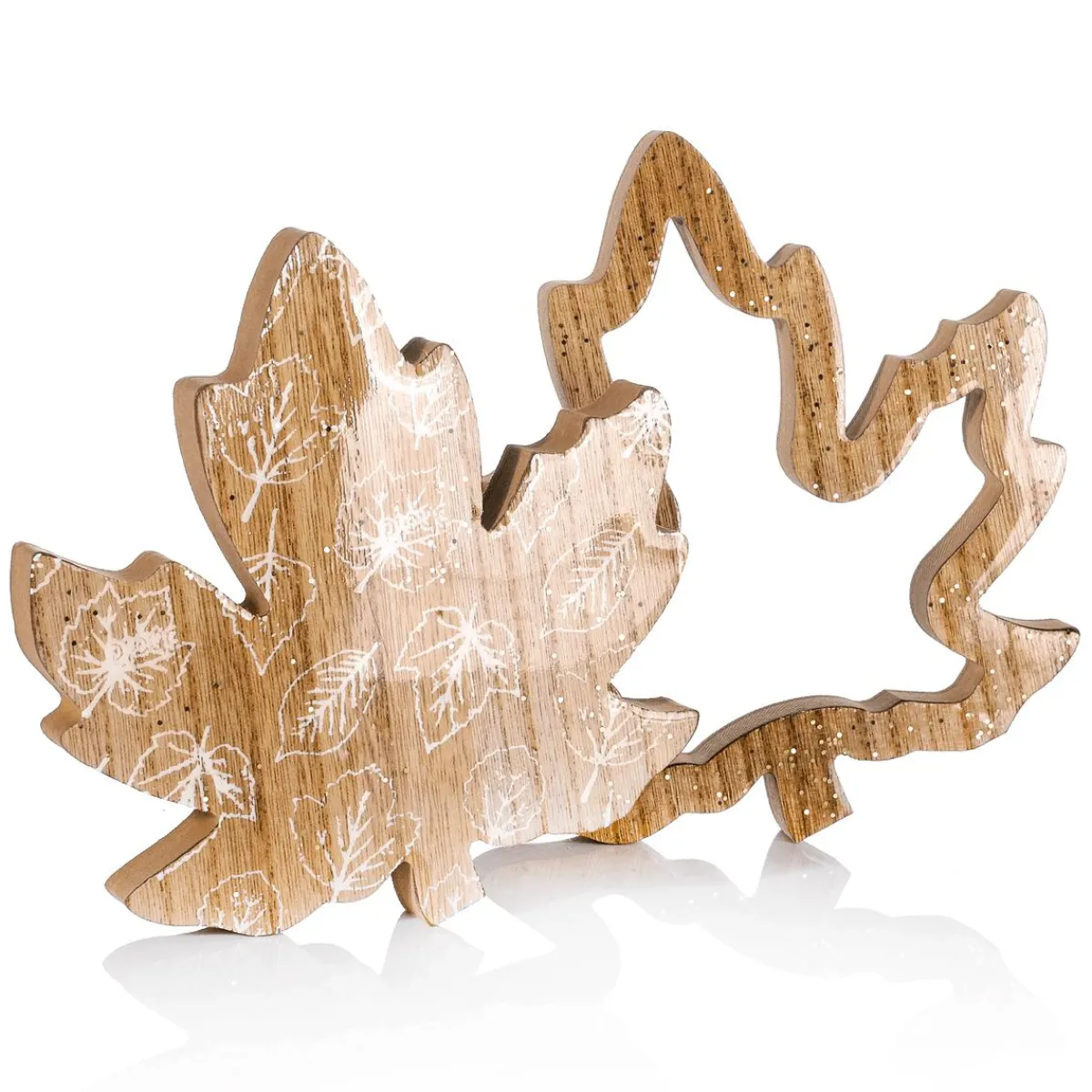 Bois Deko Feuilles D'érable Set 2 Pièces Brun-DecoWoerner Outlet