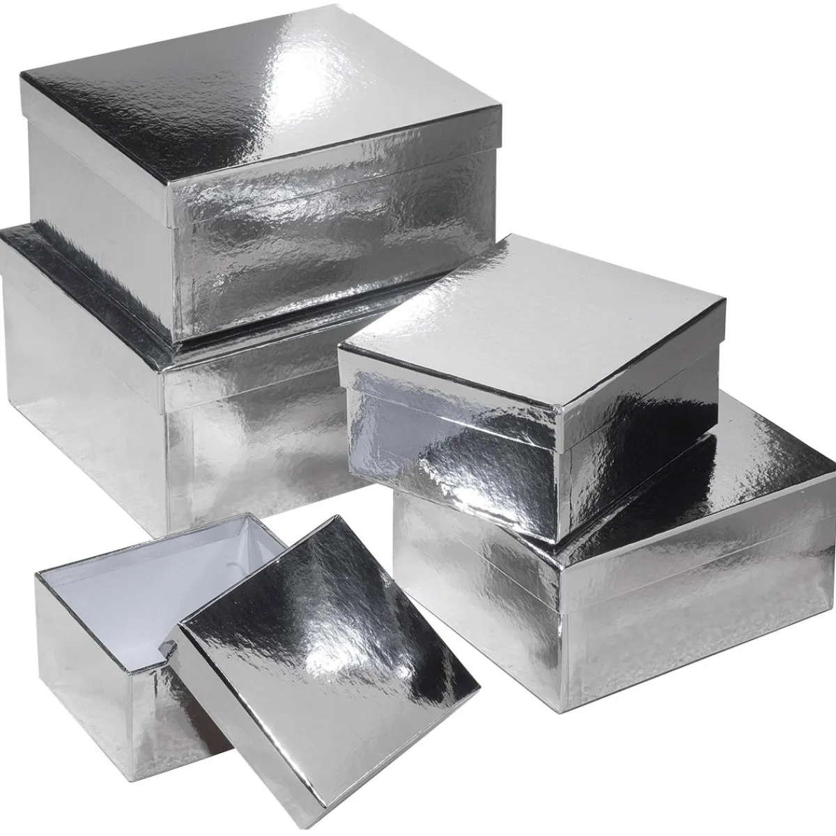 Boîte Cadeau En Carton Metallic, , 5 Pces-DecoWoerner
