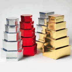 Boîte Cadeau En Carton Metallic, , 5 Pces-DecoWoerner