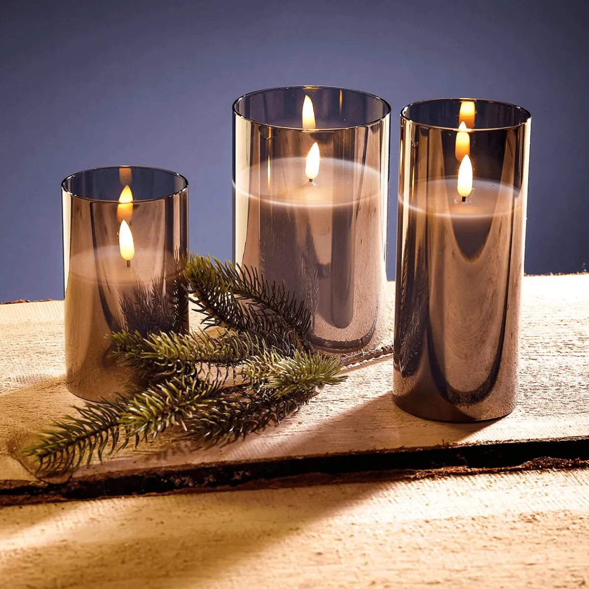 Bougie De Cire LED En Verre Fumé 10 X 15 Cm-DecoWoerner Clearance