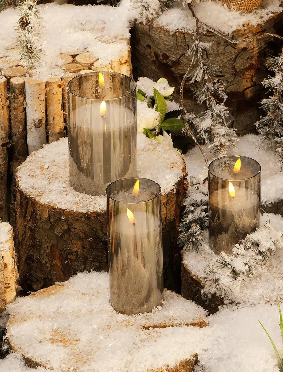 Bougie De Cire LED En Verre Fumé 10 X 15 Cm-DecoWoerner Clearance