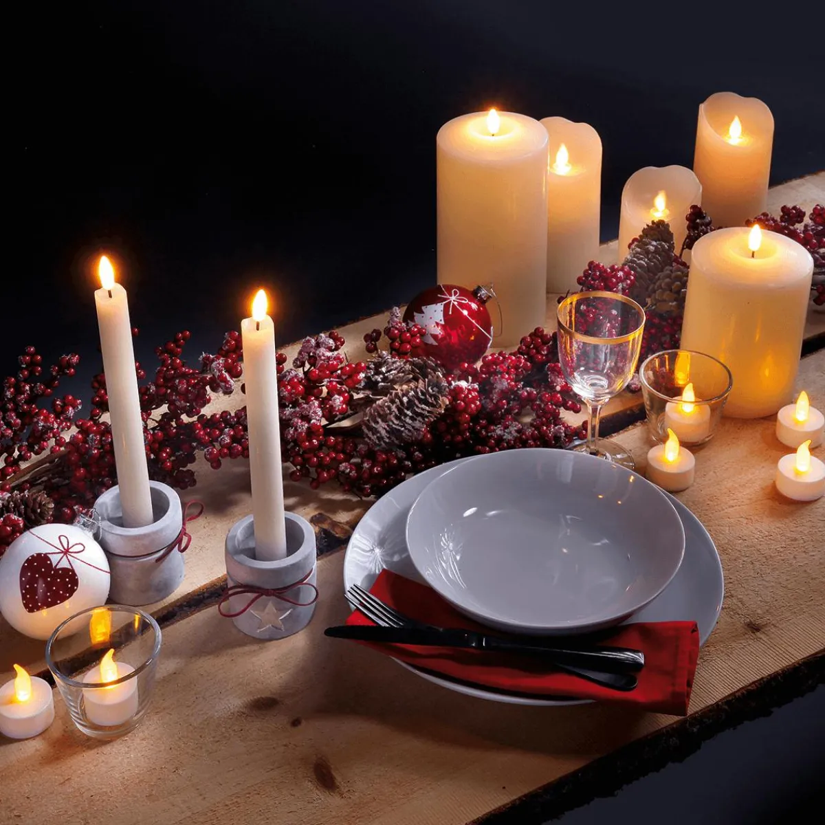 Bougies Pilier En Cire LED 24 Cm, Lot De 2-DecoWoerner Outlet