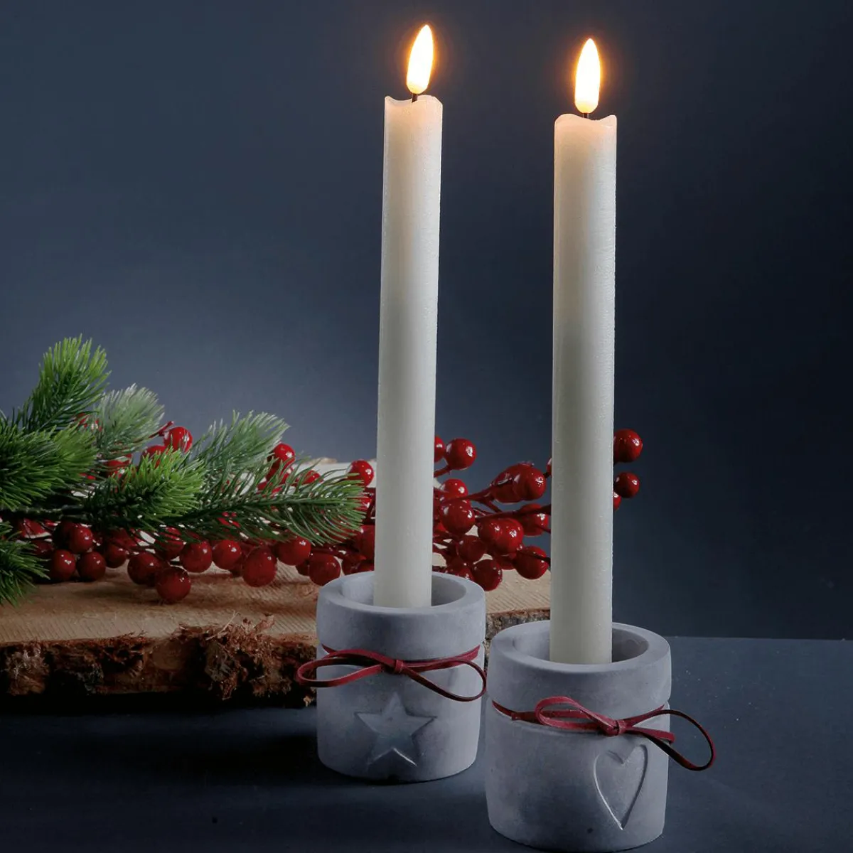 Bougies Pilier En Cire LED 24 Cm, Lot De 2-DecoWoerner Outlet