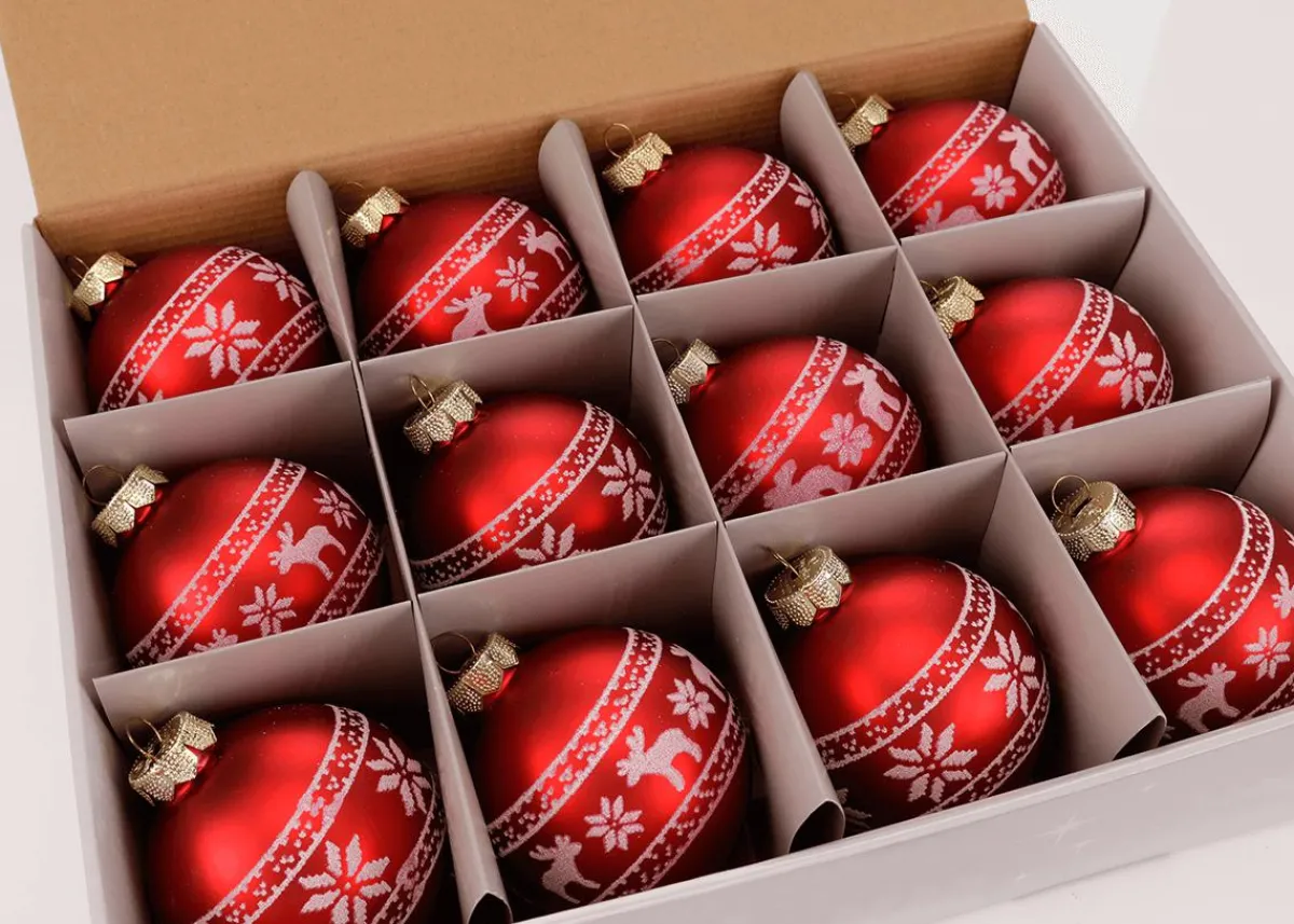 Boule De Noël En Verre "Nordic" 8 Cm, 12 Pces-DecoWoerner New