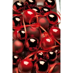 Boules De Noël Brillantes En Plastique Bordeaux, 6 Cm Ø - 24 Pièces-DecoWoerner