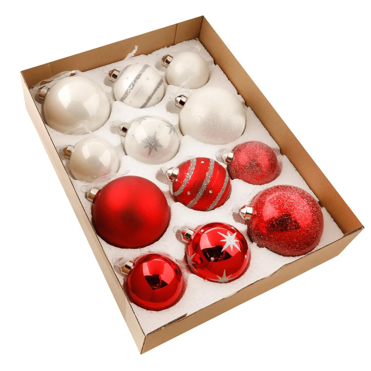 Boules De Noël En Verre 7 - 10 Cm Ø Carton De 12 Pcs.-DecoWoerner