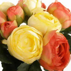 Bouquet Artificiel De Renoncules Rouges, Jaunes 16 X 16 X 24 Cm (l X L X H)-DecoWoerner Online