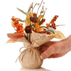 Bouquet D'automne Artificiel Dans Pot En Jupe 10 X 26 Cm /brun-DecoWoerner