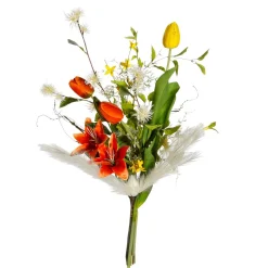 Bouquet De Fleurs Artificielles Tulipes Mélange , Blanc, Jaune 75 Cm-DecoWoerner