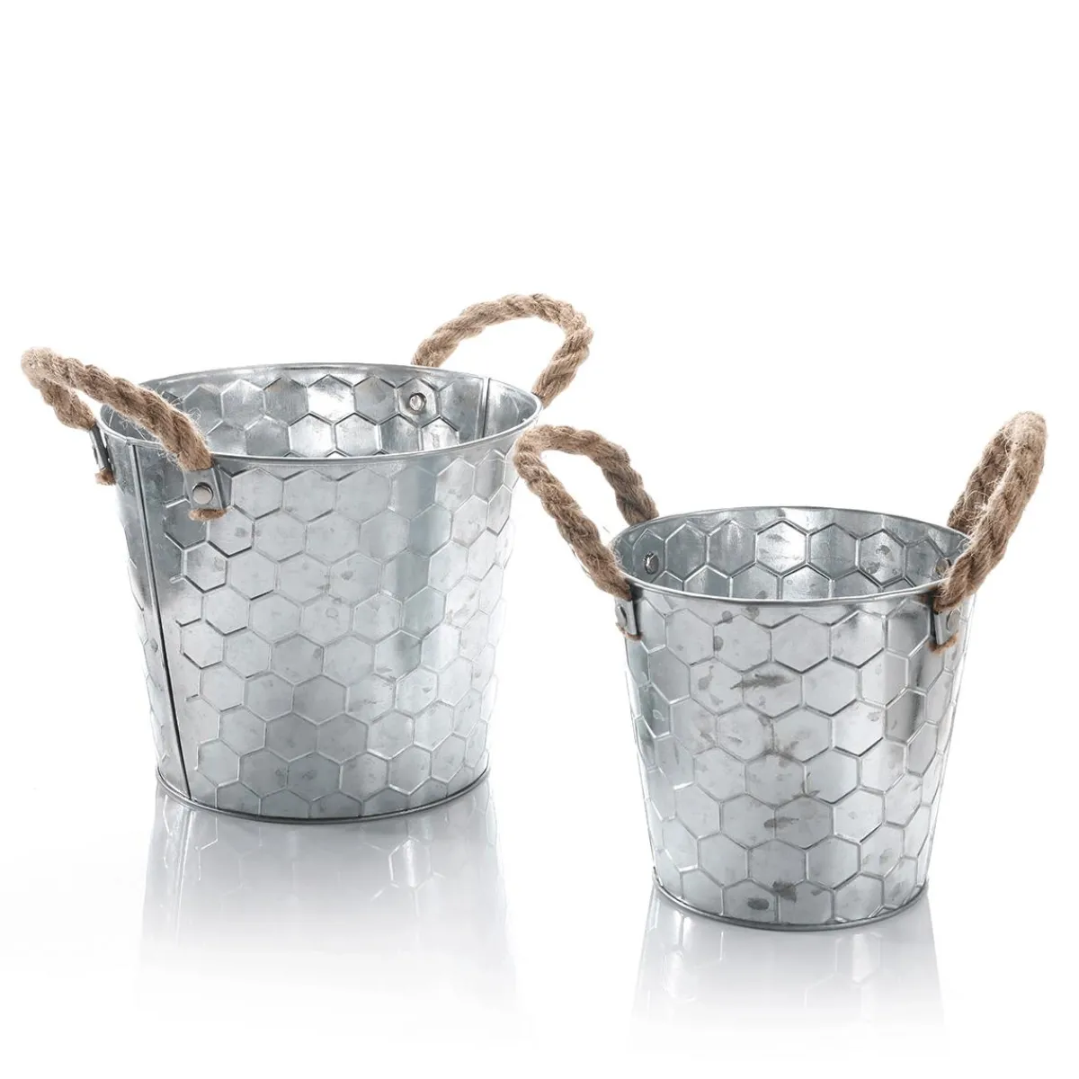 Cache-pot En Zinc Avec Motif Nid D'abeille 14 & 17 Cm De Haut-DecoWoerner New