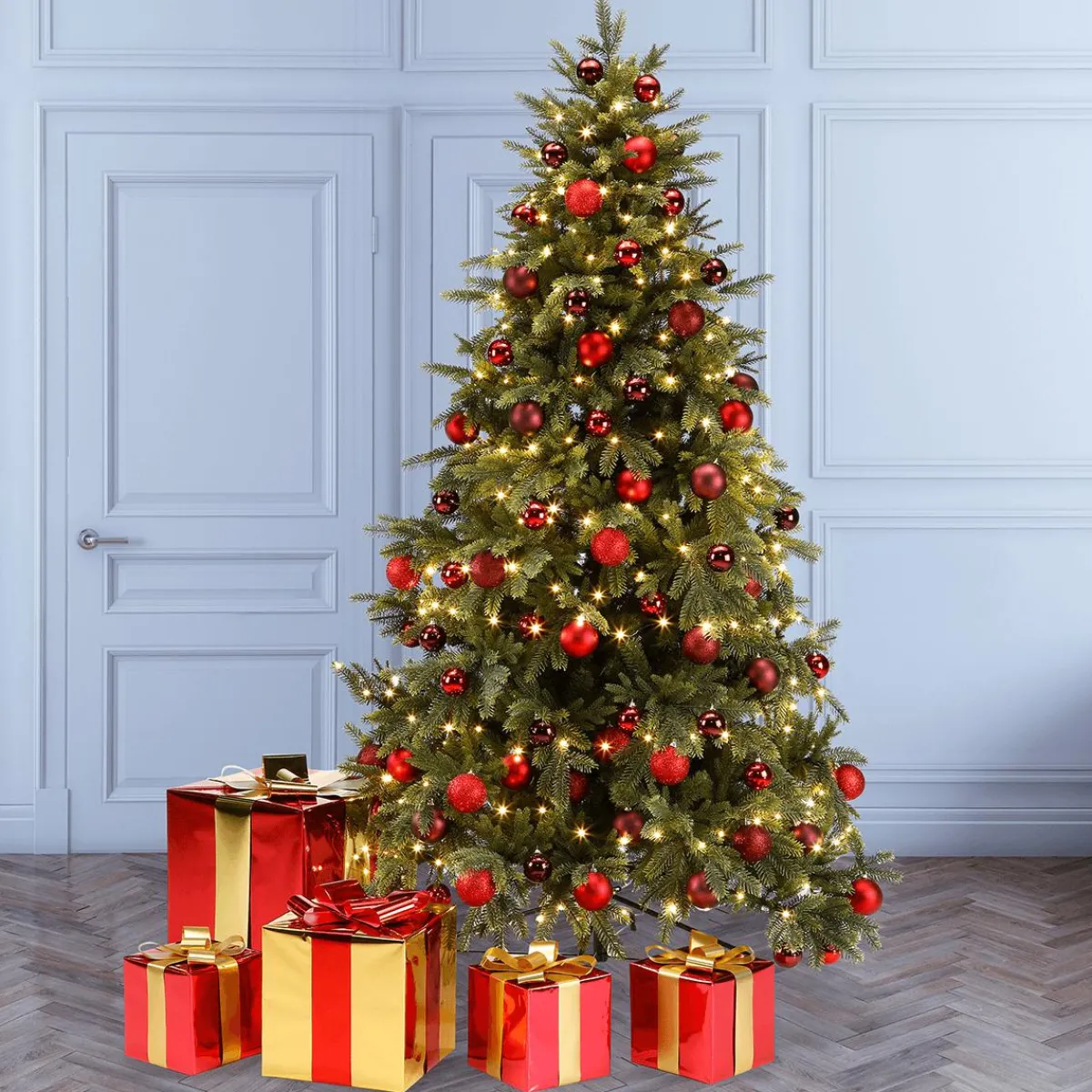 Cadeau De Noël 30 Cm Avec Ruban Rouge-DecoWoerner New