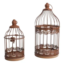 Cages D'oiseaux Décoratives Aspect Rouille 11 X 24 Cm & 14,50 X 35 Cm-DecoWoerner Sale
