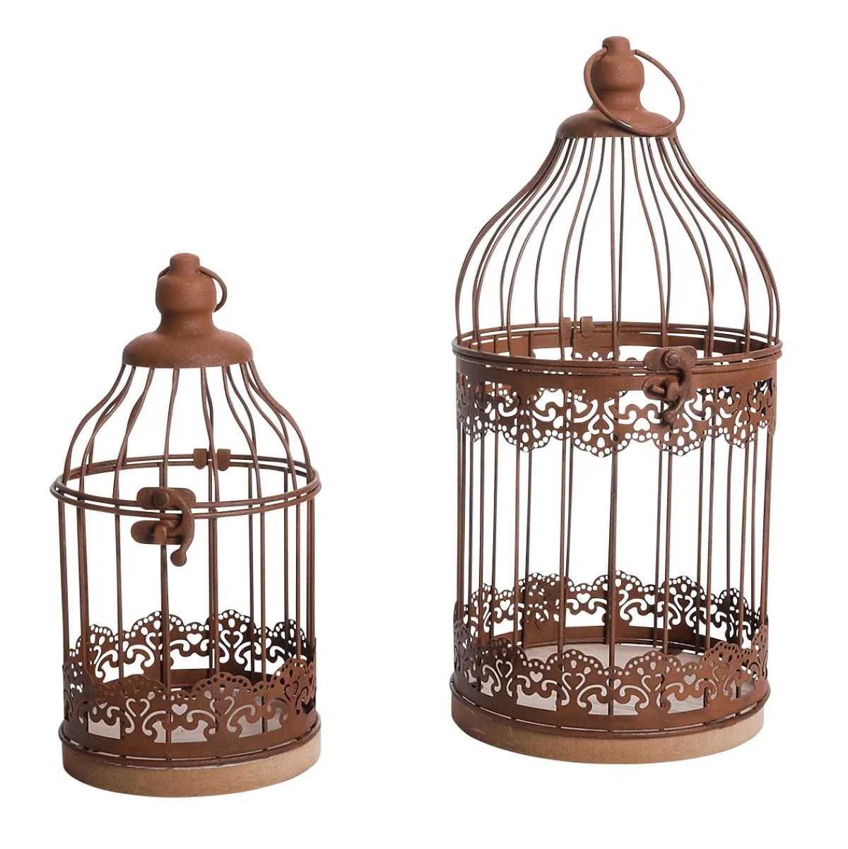 Cages D'oiseaux Décoratives Aspect Rouille 11 X 24 Cm & 14,50 X 35 Cm-DecoWoerner Sale