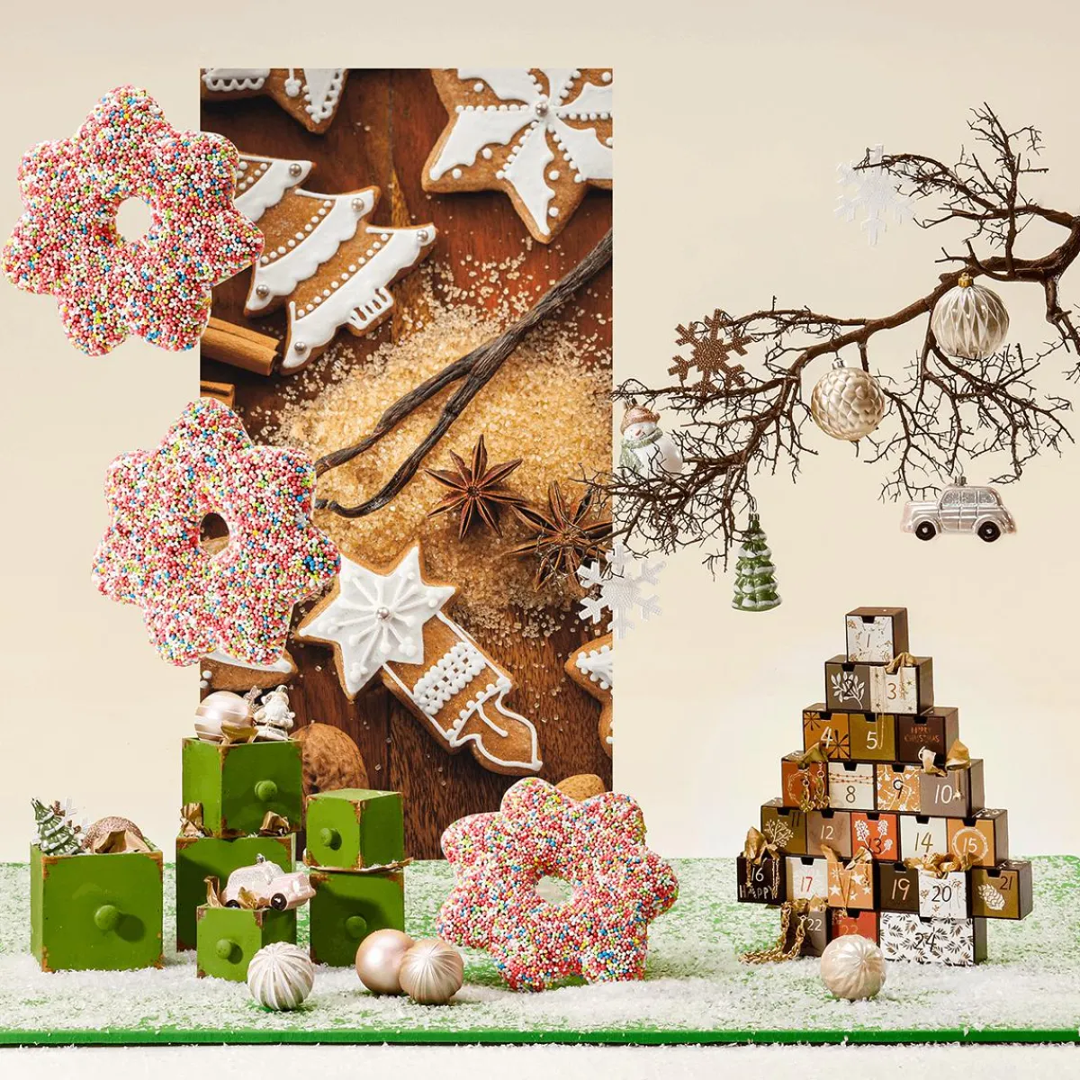 Calendrier De L'Avent Arbre 6 X 37 X 44 Cm Bois Et Papier-DecoWoerner