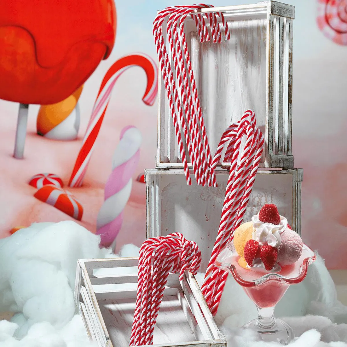 Cannes En Sucre XXL Aliment Factice 5 Pces 40 Cm-DecoWoerner Online