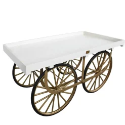 Chariot De Marché Blanc Avec Base Dée-DecoWoerner