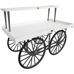 Chariot De Marché Complet Avec Base , Corps Blanc Et Plateau En Bois-DecoWoerner Best