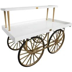 Chariot De Marché Complet Avec Base Dé, Cps Blanc Et Plateau En Bois-DecoWoerner Online