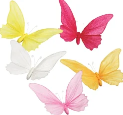 Cinq Papillons Décoratifs Colorés à Accrocher, 26 Cm-DecoWoerner Clearance