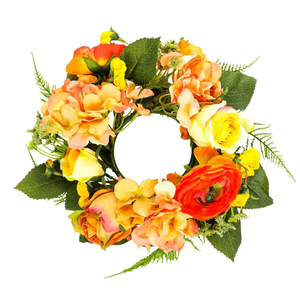 Couronne De Porte Artificielle Hortensia-rose-fleurs 30 Cm Ø-DecoWoerner