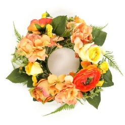 Couronne De Porte Artificielle Hortensia-rose-fleurs 30 Cm Ø-DecoWoerner