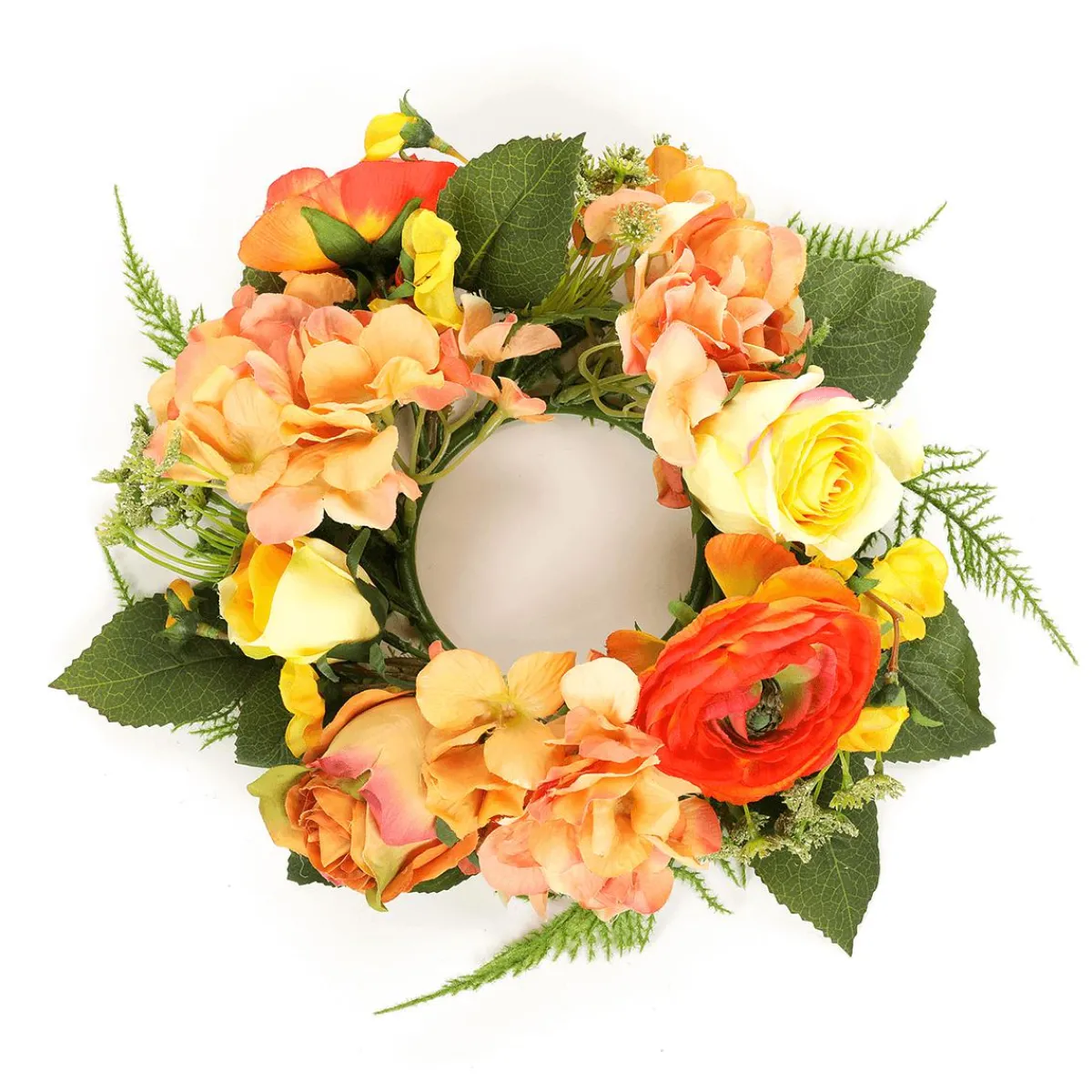 Couronne De Porte Artificielle Hortensia-rose-fleurs 30 Cm Ø-DecoWoerner