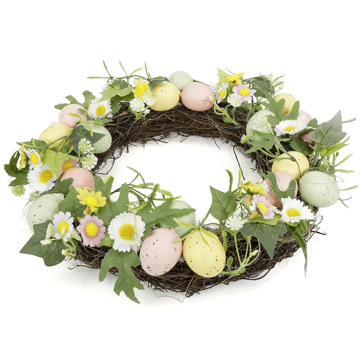 Couronne D'œufs De Pâques Artificielle Dans Des Couleurs Pastel 32 Cm Ø-DecoWoerner Discount