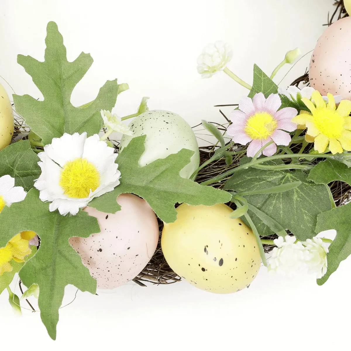 Couronne D'œufs De Pâques Artificielle Dans Des Couleurs Pastel 32 Cm Ø-DecoWoerner Discount
