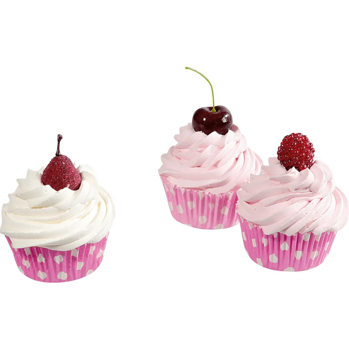 Cupcakes Faux Aliments 3 Pièces, 7 Cm-DecoWoerner Discount